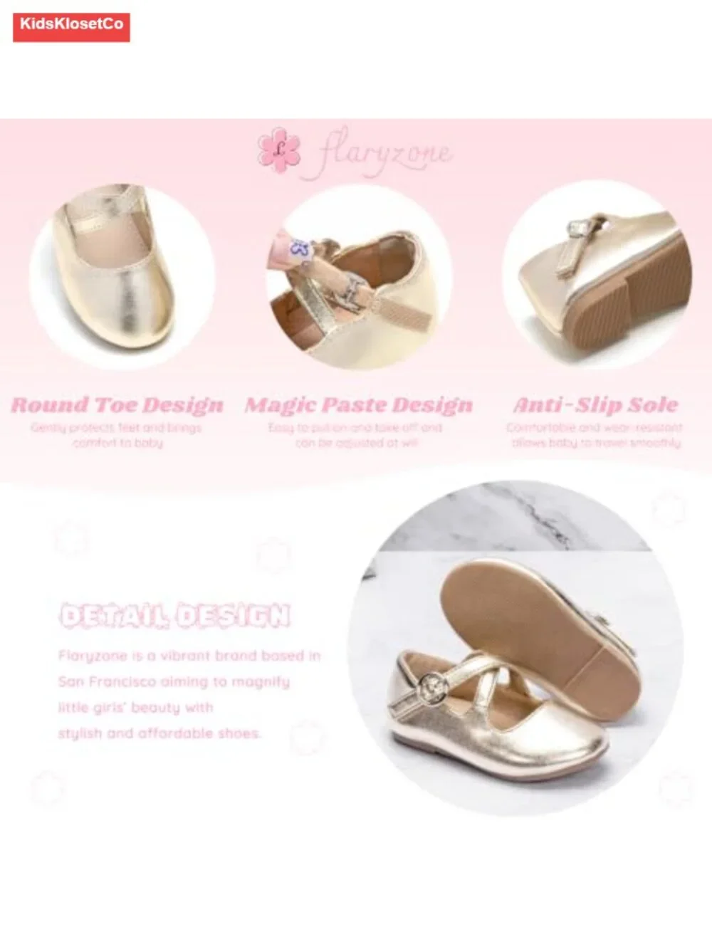 Toddler Girls Ballerina Flat Mary Jane Dress Shoes Microfiber Non-Slip